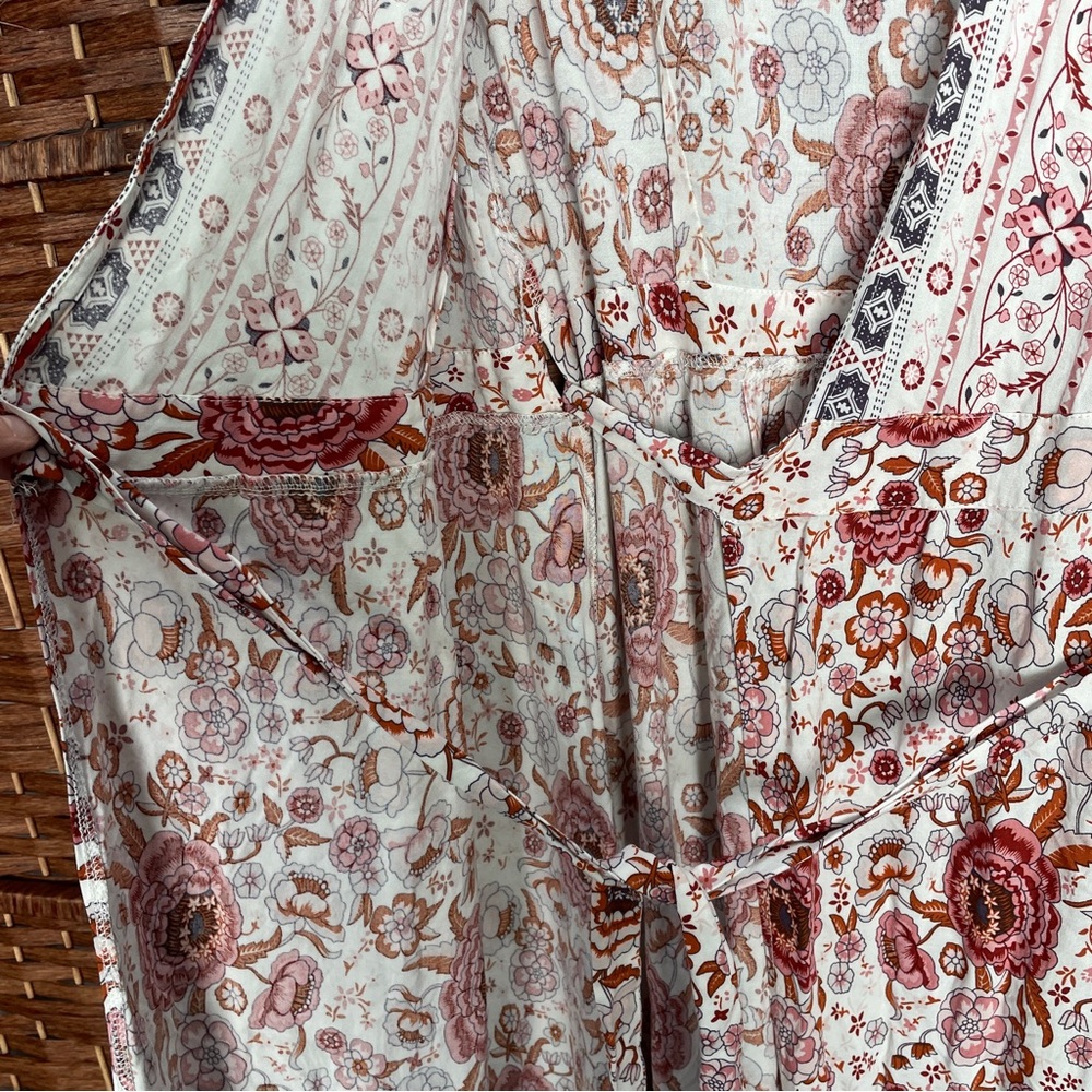 Zesica Floral Wrap Maxi Dress V-neckline, Boho Hippie Cottagecore, Size L. - Picture 11 of 13